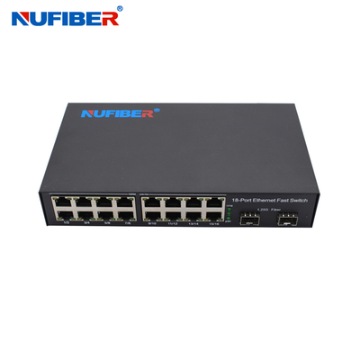 OEM Gigabit SFP Ethernet Switch 2*1000M SFP σε 16*10/100/1000Mbps RJ45 Port DC12V τροφοδοσία