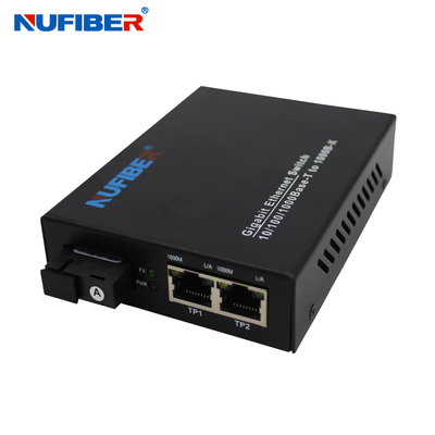 Μετατροπέας διακοπτών Ethernet ινών Gigabit με το λιμένα ινών 2 Rj45 1